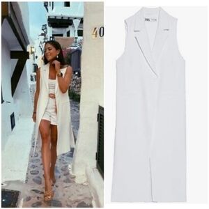 Zara Elegant White Long Vest